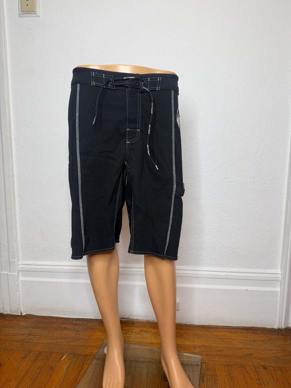 Jetpilot Men's Black Board Shorts Swim Trunks Contrast Stitch Size 34